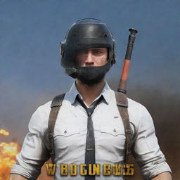 Generate an image of a PUBG Mobile hero character in action pose, with the words 'WÇ益ÐUNÇÂN웃' emblazoned at the bottom