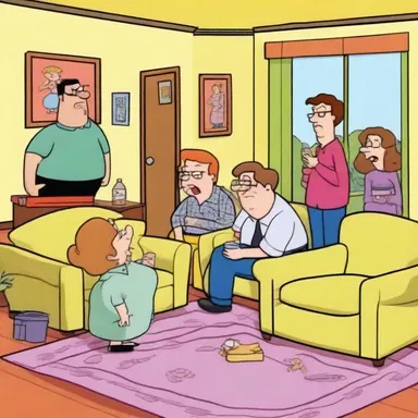 In the animated series, the characters often rearrange their living room furniture for comedic effect.