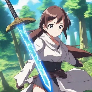 The protagonist in the anime series uses an enchanted weapon to rearrange the elements of nature and defeat the enemy.