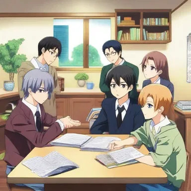 In the popular anime series, the main character asks over his friends to his house for a group study session.