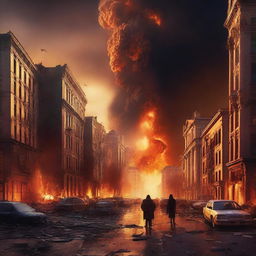 A high-quality digital art image portraying a catastrophic event, symbolizing the apocalypse