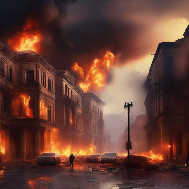 A high-quality digital art image portraying a catastrophic event, symbolizing the apocalypse