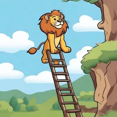 Why did the rugged lion bring a ladder? He wanted to climb to new heights and show off his strength!