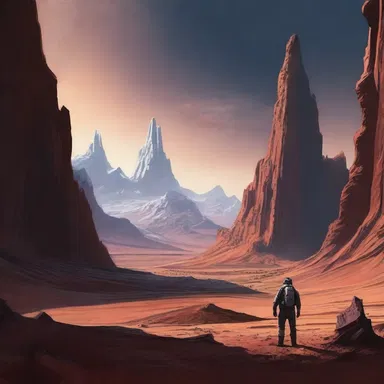 In the science fiction novel, the protagonist traveled to a rugged planet with mountains and deep valleys.