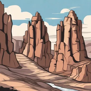 The cartoon depicted a rugged landscape with jagged cliffs and steep hills.