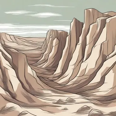The cartoon depicted a rugged landscape with jagged cliffs and steep hills.
