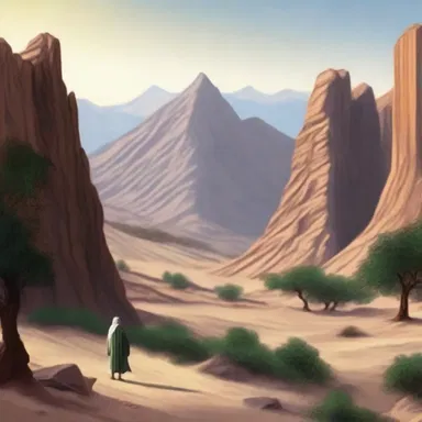 The religious scripture described a rugged wilderness where the prophet sought solitude and enlightenment.
