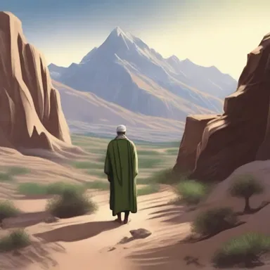 The religious scripture described a rugged wilderness where the prophet sought solitude and enlightenment.