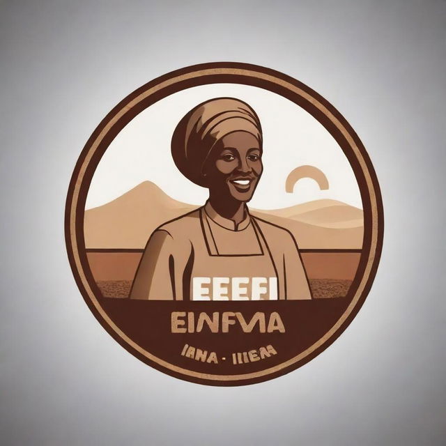 Create a logo for a company named 'Emana Injera' with a slogan of '100% Teff'. Incorporate an icon of a road and elements of injera baking into the design. The style should be modern and professional.