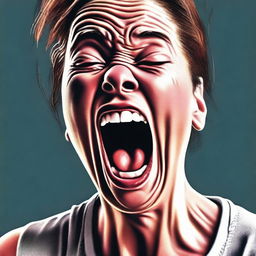 A vivid digital art image captures the moment an individual cries out