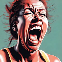 A vivid digital art image captures the moment an individual cries out