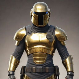 A PUBG Mobile character adorned in a shining golden armour with the name 'DUNCAN' boldly inscribed on it. The character is also wearing a matching golden helmet for a complete look.