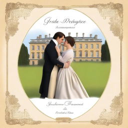 A high-quality digital art depiction of a book cover for 'Pride and Prejudice'