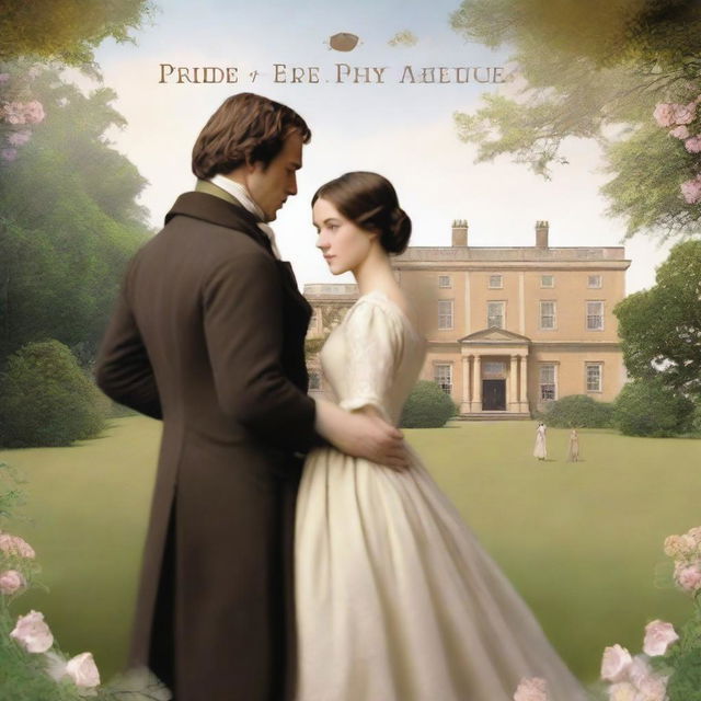 A high-quality digital art depiction of a book cover for 'Pride and Prejudice'