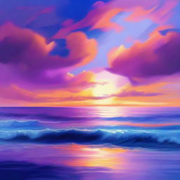 A high-quality digital art piece depicting a breathtaking oceanic landscape