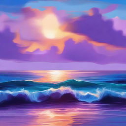 A high-quality digital art piece depicting a breathtaking oceanic landscape