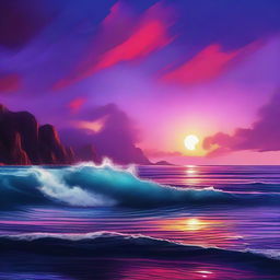 An enhanced digital art piece portraying an awe-inspiring oceanic panorama