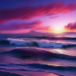 An enhanced digital art piece portraying an awe-inspiring oceanic panorama