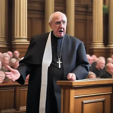 The cranky old priest scolded the congregation for interrupting his sermon.