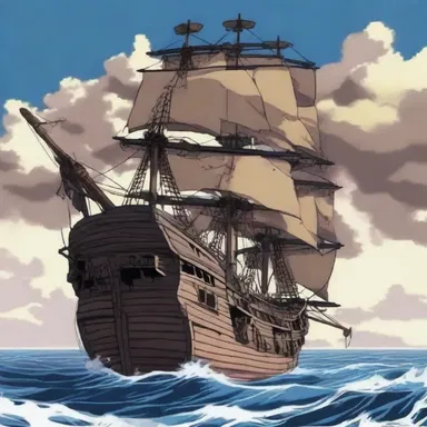 The cranky pirate ship in the anime series was known for its tendency to tip over easily during battles.