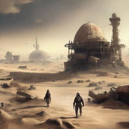 A high-quality digital art image portrays the Middle East as it might appear in the Fallout video game universe