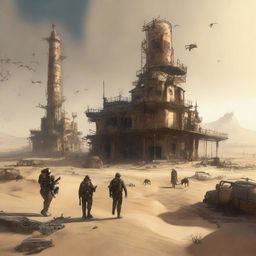 A high-quality digital art image portrays the Middle East as it might appear in the Fallout video game universe