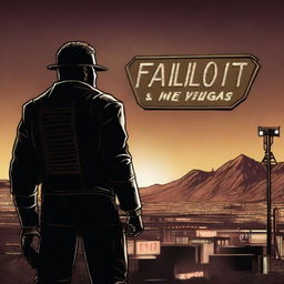 An alternative cover art for the game Fallout New Vegas, rendered in high-quality digital art