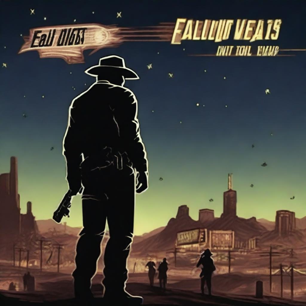 An alternative cover art for the game Fallout New Vegas, rendered in high-quality digital art