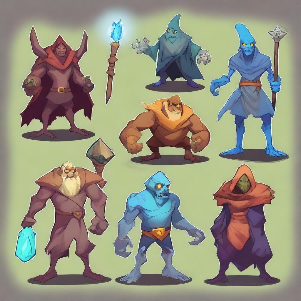 This is a high-quality digital art image showcasing the monsters from Slay the Spire reimagined as heroes