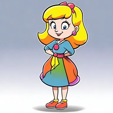 In the cartoon show, the character's dress had a colorful gauffer on the sleeves, giving it a playful and lively look.