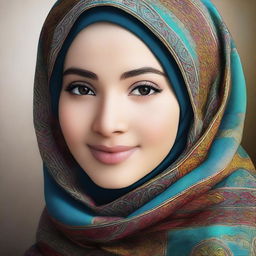 A high-quality digital art image that captures the serene beauty of a young girl wearing a hijab