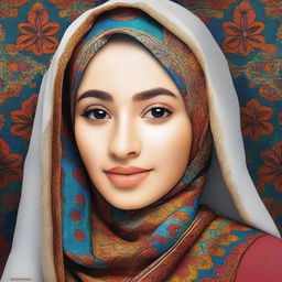 A high-quality digital art image that captures the serene beauty of a young girl wearing a hijab