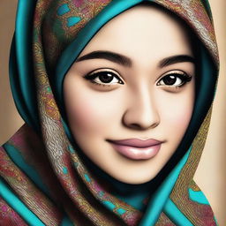 A high-quality digital art image that captures the serene beauty of a young girl wearing a hijab