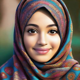 A high-quality digital art image that captures the serene beauty of a young girl wearing a hijab