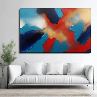 The artist used epoxy to create a glossy finish on the painting, giving it a contemporary look.