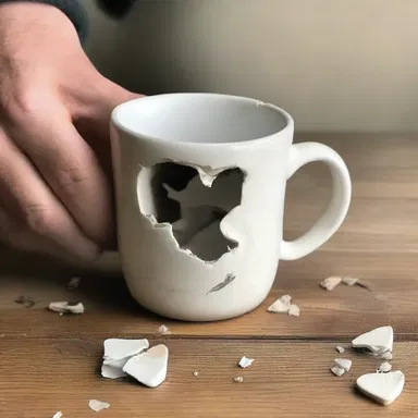 In a gesture of love, Jacob epoxyed the broken pieces of his partner's favorite ceramic mug back together.