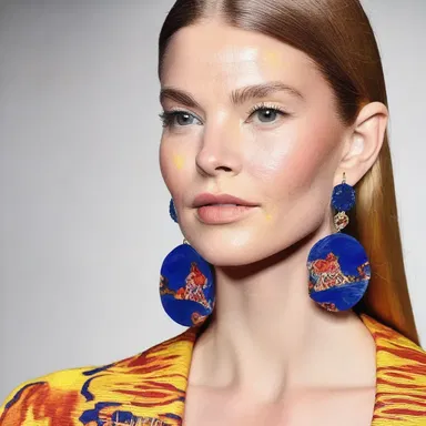 The fashion designer showcased a stunning pair of earrings made from epoxy resin, incorporating vibrant colors and unique patterns.