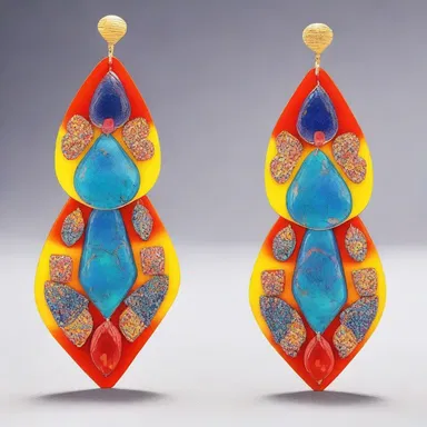 The fashion designer showcased a stunning pair of earrings made from epoxy resin, incorporating vibrant colors and unique patterns.