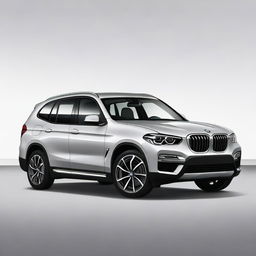 This digital art depicts a BMW iX3 security vehicle in a sleek silver-grey color