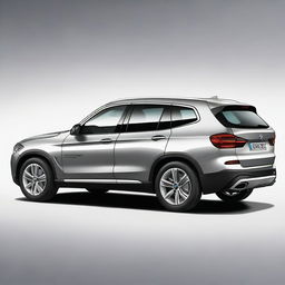 This digital art depicts a BMW iX3 security vehicle in a sleek silver-grey color