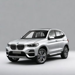 This digital art depicts a BMW iX3 security vehicle in a sleek silver-grey color