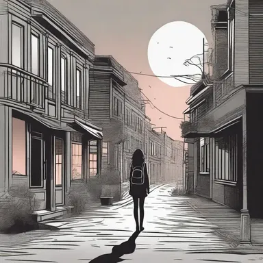 As the sun set, the protagonist found herself lost in a dark and sinister dingle, surrounded by eerie sounds and shadows.