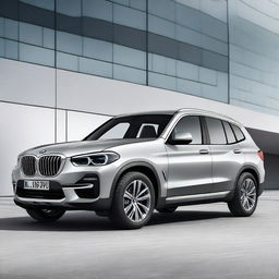 A digital art image of a BMW iX3, designed with a security-centric theme