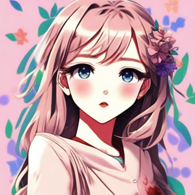 A digital art image of a beautiful anime-style girl, perfect for a profile picture