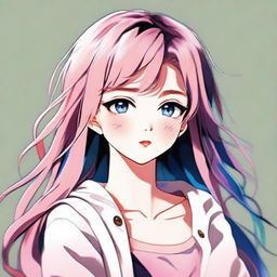 A digital art image of a beautiful anime-style girl, perfect for a profile picture