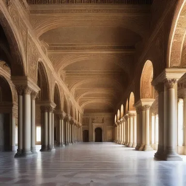 The grand hall in the palace was precisely designed to drawl the attention of visitors, with its high ceilings and elegant arches.