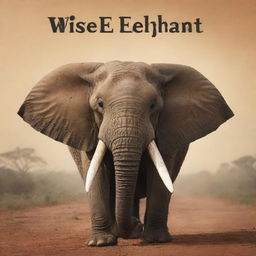 Create an engaging and striking YouTube thumbnail for 'The Wise Elephant', an African tale, featuring key visuals from the story, including a dominant image of the wise elephant character.