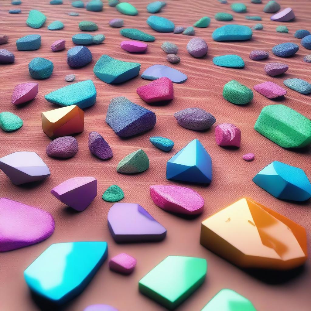 A high-quality digital art image showcasing a scene of reused minerals