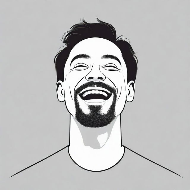 A joyful man illustrated in a minimalist, linear style.