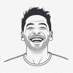 A joyful man illustrated in a minimalist, linear style.